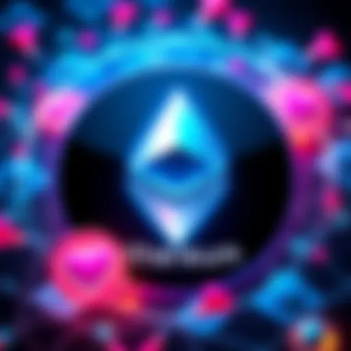 An Ethereum logo surrounded by donation icons like a heart and coin, symbolizing support and trust in the blockchain for donations.