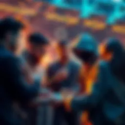 A team of people working on blockchain security with a focus on quantum computing. They are discussing strategies and technologies for enhancing Ethereum's security.