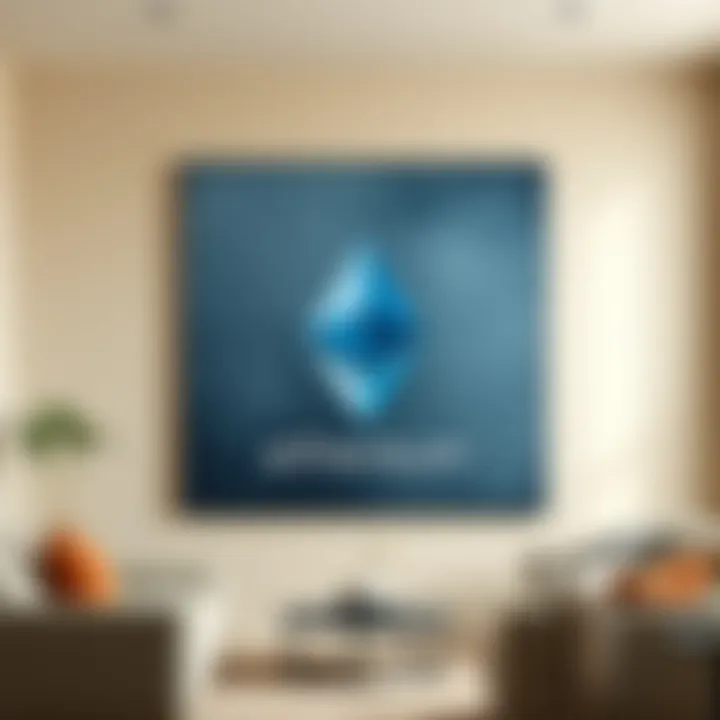 An artist's oil painting of the Ethereum logo, designed for a clean and minimal look in a beige room