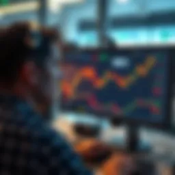 A trader looks worried while watching charts on a computer screen displaying a huge loss in Ethereum value during a DeFi swap.