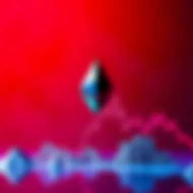 Ethereum price decline A graph showing Ethereum's declining price over three quarters with a red background