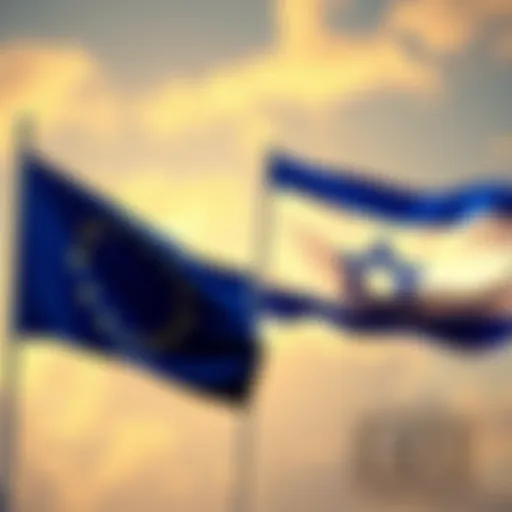 EU and Israeli flags with military and space symbols representing defense cooperation