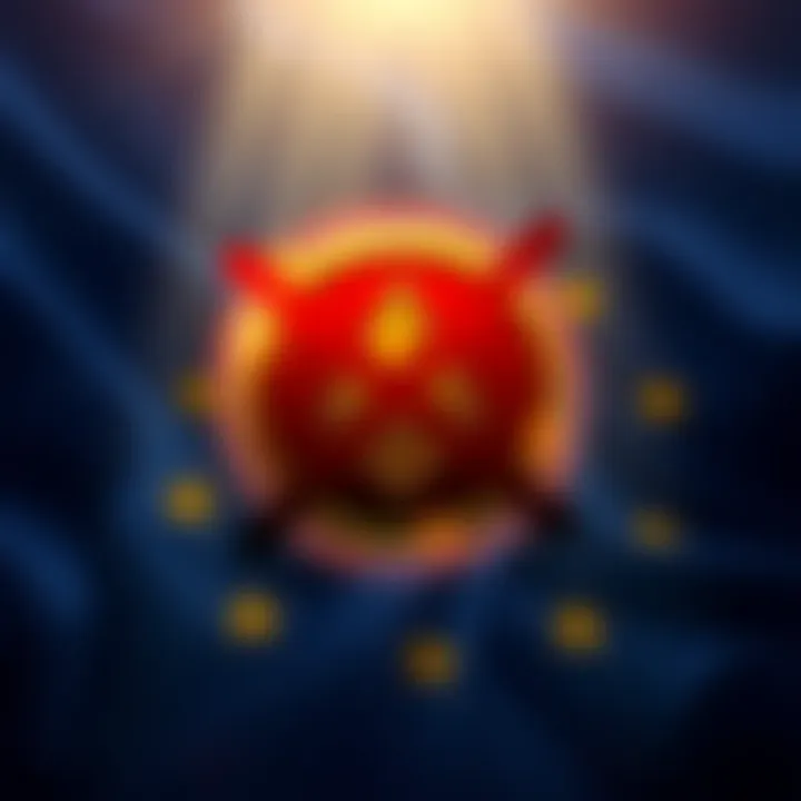 Europe Ban on Monero Illustration of a digital currency symbol being crossed out with a flag of Europe in the background