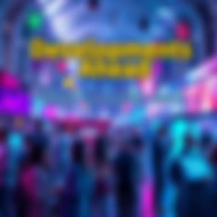 A vibrant scene showcasing people engaging with new technology and innovations, signaling upcoming changes