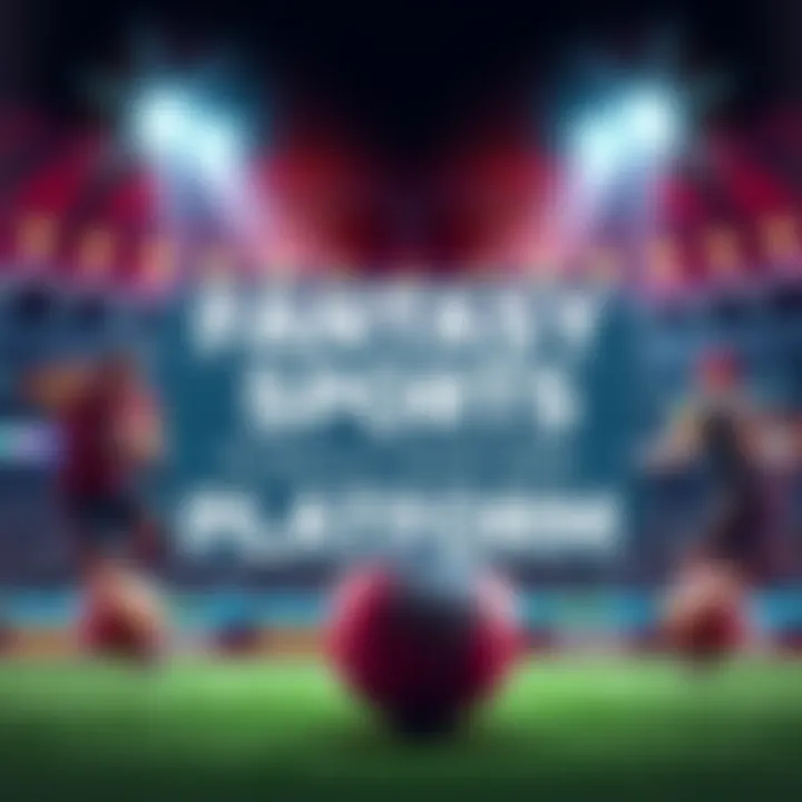 A graphic showing essential features for building a fantasy sports platform, like player stats, team management, and scoring system.