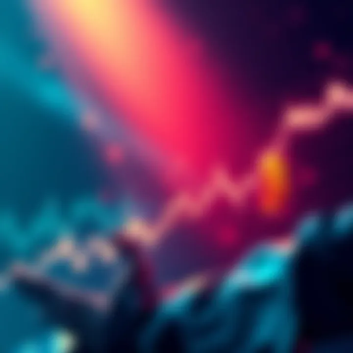 Fear and Greed in Crypto Market A graph showing sharp price fluctuations in cryptocurrency, with symbols of fear and greed illustrated alongside.