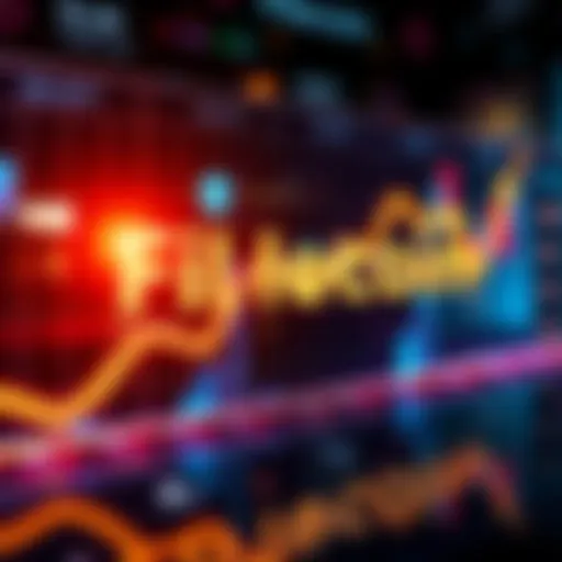 A graph showing projected price trends for Filecoin over the next five years with upward arrows and market analysis symbols.