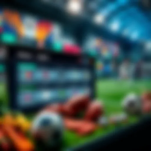 A digital interface displaying options to filter Serie A, Primera Liga, and Süper Lig in a market section, showcasing football elements