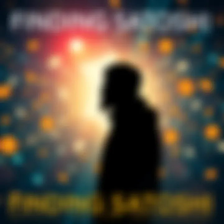 A movie poster for Finding Satoshi featuring a silhouette of a person with digital currency symbols in the background.