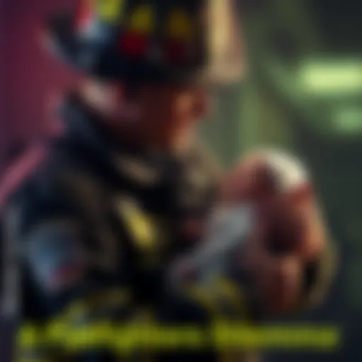 A firefighter in uniform gently cradling his newborn baby, showing the emotional connection between duty and family life.