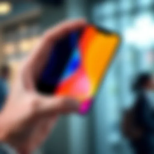 A close-up of a person holding a modern folding phone, showcasing its flexible display and sleek design.