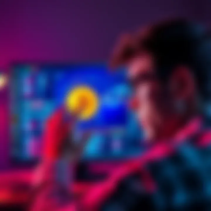 A person looks distressed while trying to remember a password with a computer screen showing a locked Bitcoin wallet.