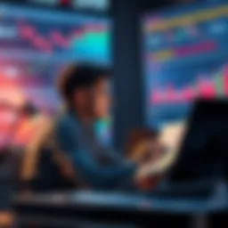 A person sitting at a desk looking at financial charts and graphs, appearing thoughtful and concerned about their investment losses in Cosmos.