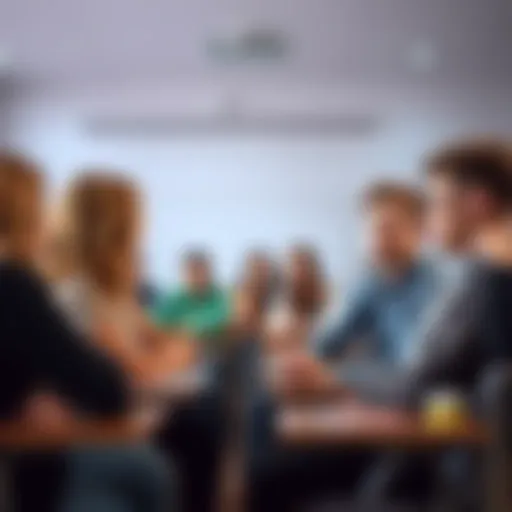 Group of friends sitting in a classroom, having a serious conversation about inappropriate behavior.