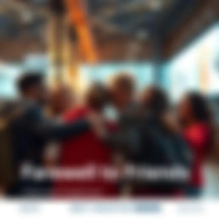 A group of friends sharing a warm farewell hug, smiling and laughing together