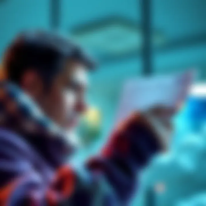 A worried person looking at a bank statement with a frozen account notice