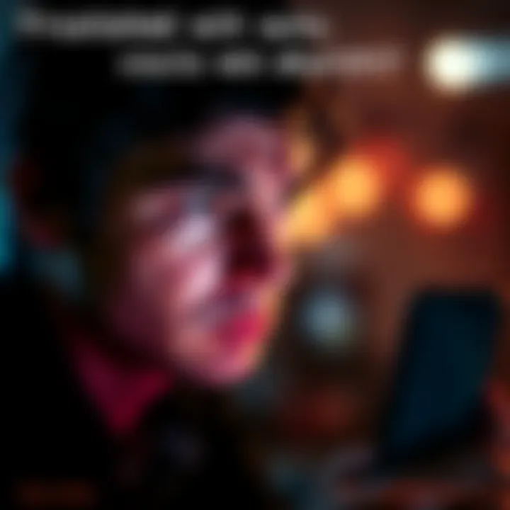 A person looking annoyed at their Android phone with app download notifications popping up on the screen.