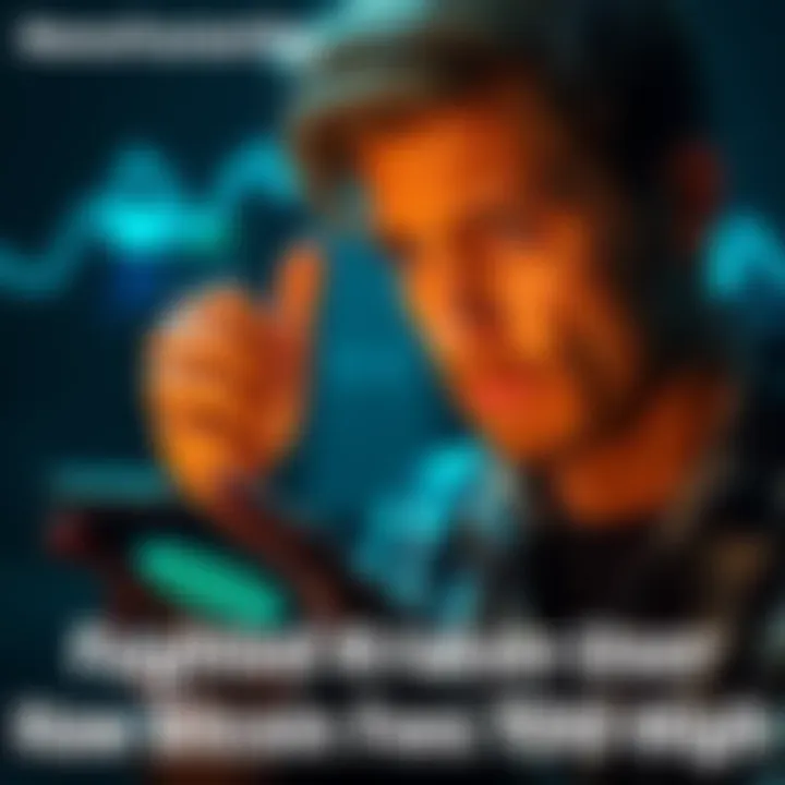 A worried person looking at a smartphone displaying high Bitcoin fees and app errors, showing frustration