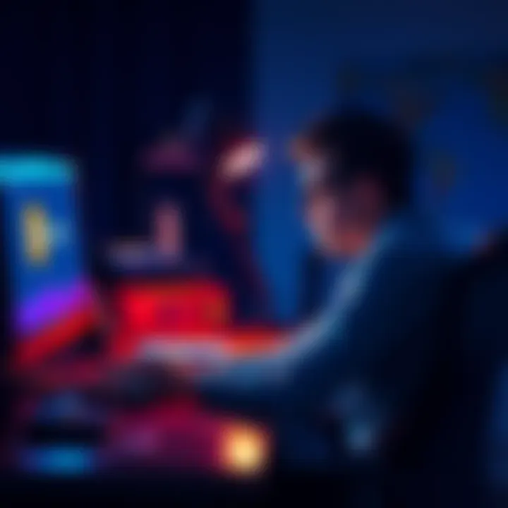 A person sitting at a desk looking frustrated while trying to access their Coinbase account on a computer.