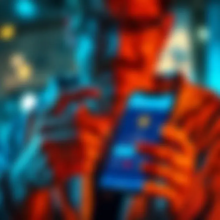 A person looking at their phone with a concerned expression, showing a Revolut app screen with a pending Bitcoin deposit notification