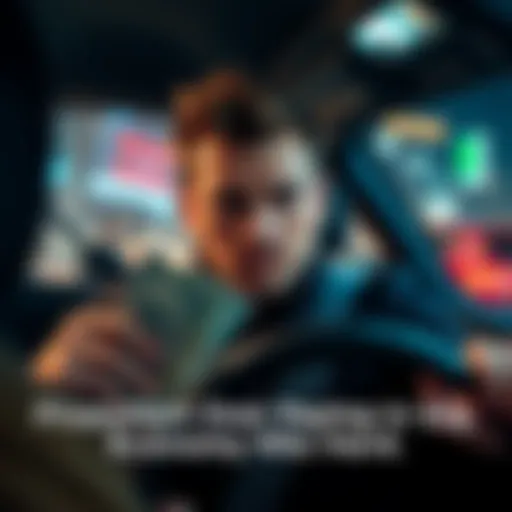 A driver looks disappointed while holding a small amount of cash, reflecting on low earnings in the gig economy.