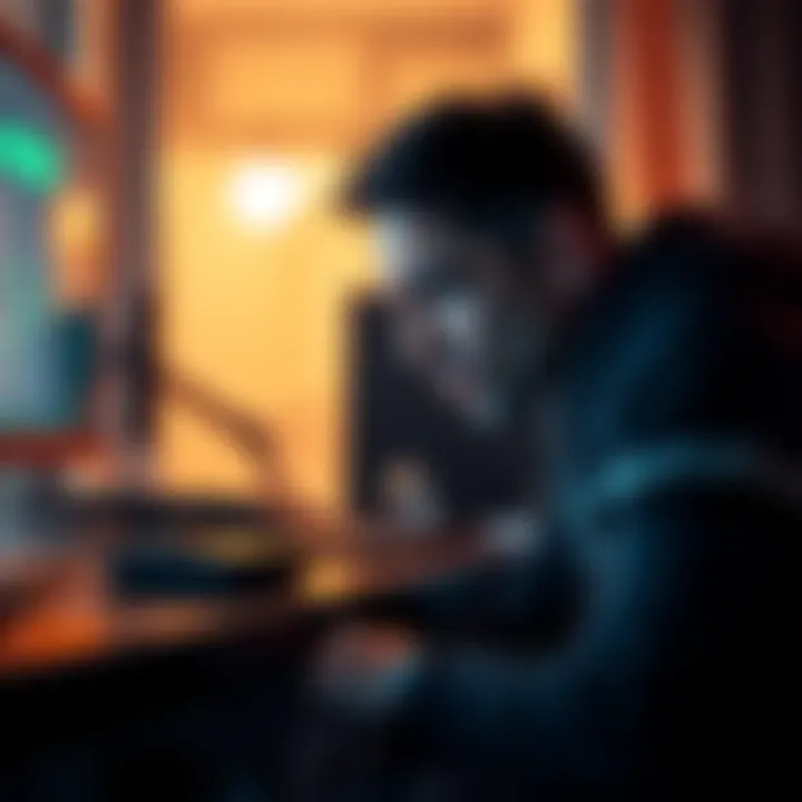 A crypto investor looks upset while checking their computer, with a hardware wallet and QR code in view
