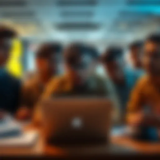 Group of participants expressing frustration during the poorly organized Flipkart hackathon, surrounded by laptops and papers.