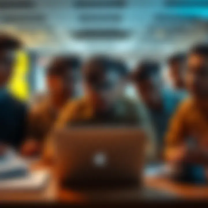 Group of participants expressing frustration during the poorly organized Flipkart hackathon, surrounded by laptops and papers.