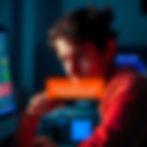 A person looks frustrated while staring at a computer showing a locked Bitcoin account message, indicating withdrawal issues.