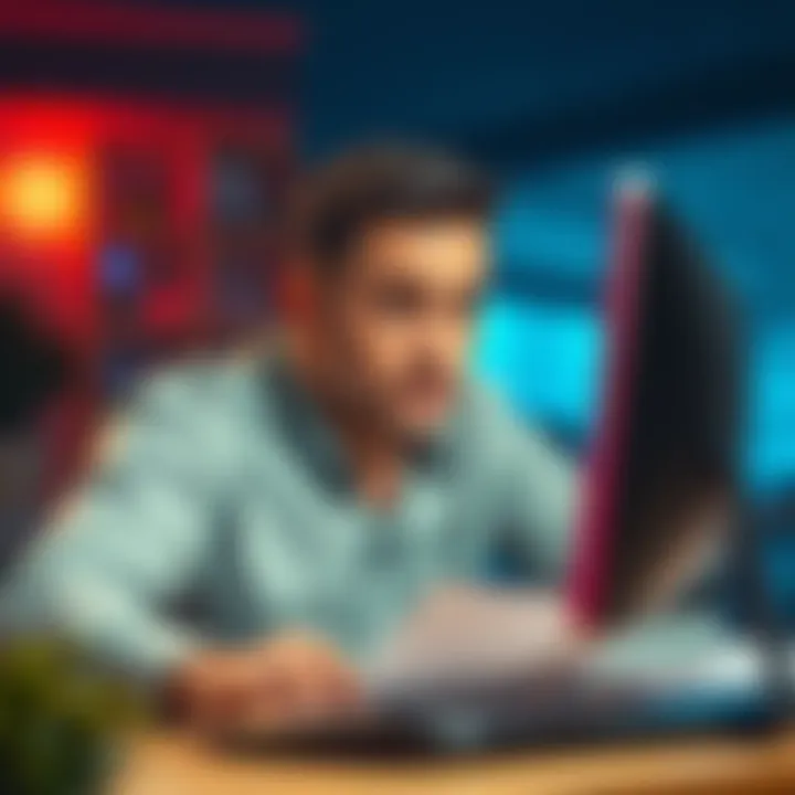 A person looking frustrated while filling out a survey on a computer, showing dissatisfaction with name request