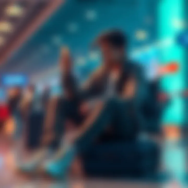 A frustrated traveler sitting on a luggage, looking at their phone with a disappointed expression, symbolizing communication issues and poor customer support during their trip.
