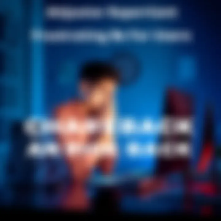 A frustrated person sitting at a desk with a computer, looking worried while checking their bank account.