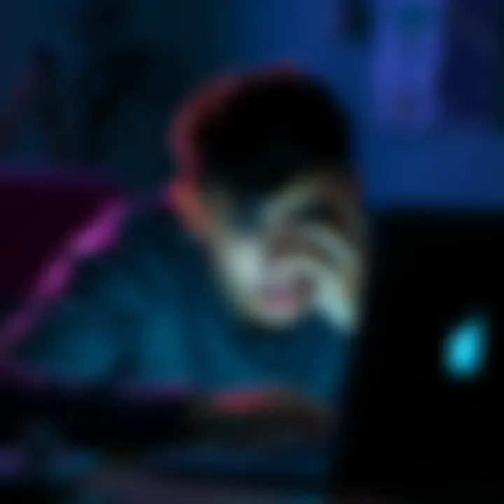 A person looking worried while using a laptop, showing frustration over lost funds and support issues with a financial platform.