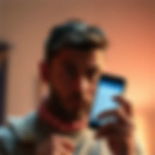 A person looking confused while using a smartphone with a Wi-Fi settings page displayed, showing default SSID options.
