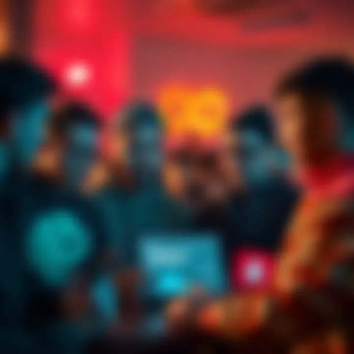 Group of users looking frustrated while trying to access the Pi Mining App, with a timer displaying a reset message on their screens