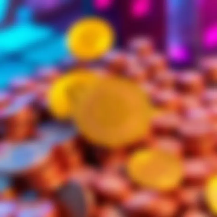 A visual representation of fungible tokens showing identical tokens, highlighting their ability to be traded in fractions, symbolizing modern payment methods.