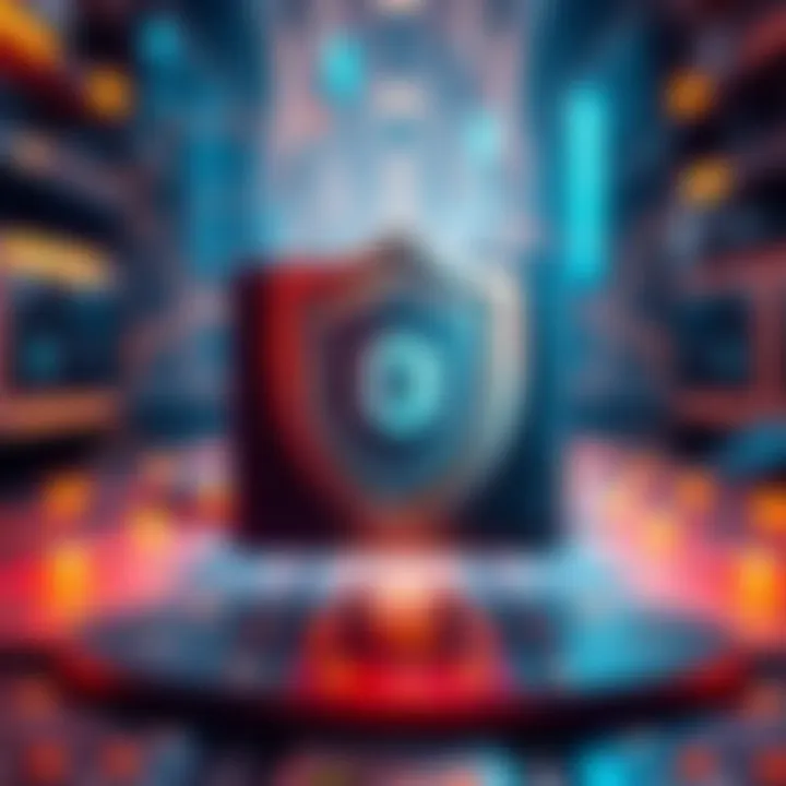 A digital representation of a secure crypto wallet with a shield symbol, emphasizing protection of digital assets.