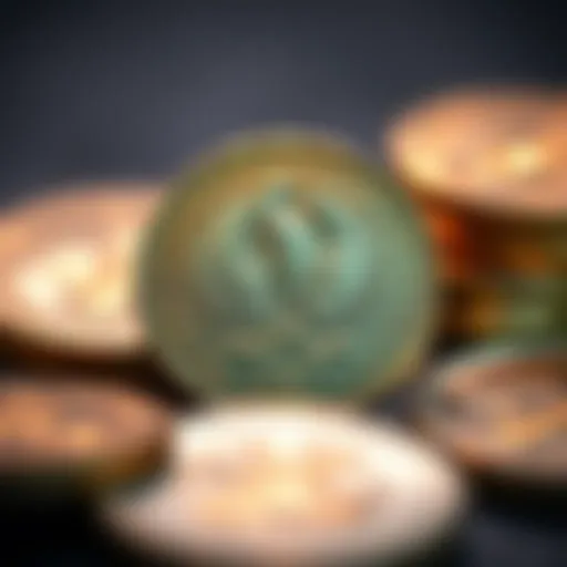 A close-up view of a Galerius coin showcasing its intricate design and details.