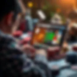 A person looking at a laptop with gambling websites open, expressing concern over illegal payment methods, surrounded by gambling-related items like cards and chips.