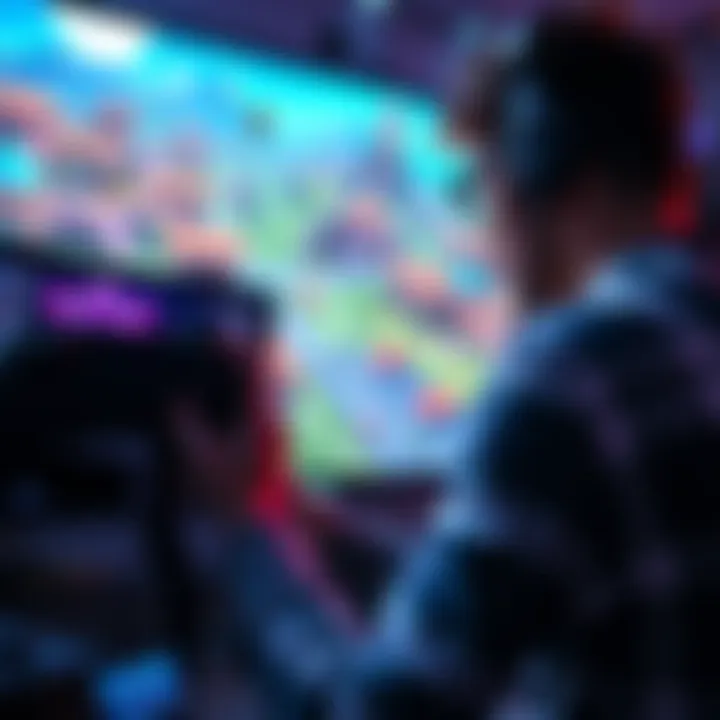 Player enjoying stunning game graphics A gamer experiencing the impressive visuals of a video game, showcasing vibrant colors and detailed graphics on the screen