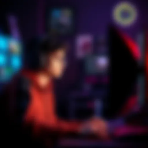 A gamer sitting in a dark room, looking frustrated at their gaming monitor after a long session filled with cheating incidents.