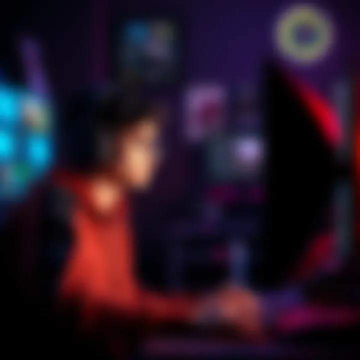 A gamer sitting in a dark room, looking frustrated at their gaming monitor after a long session filled with cheating incidents.