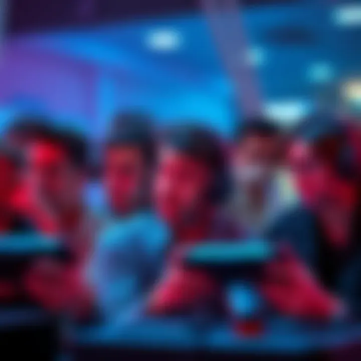 A group of gamers looking at their screens in disappointment after an update affected arcade rewards