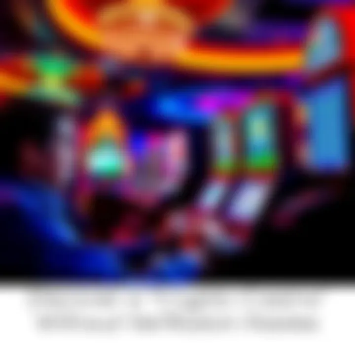 A person playing slots at a crypto casino with colorful lights and a computer screen showing crypto transactions.