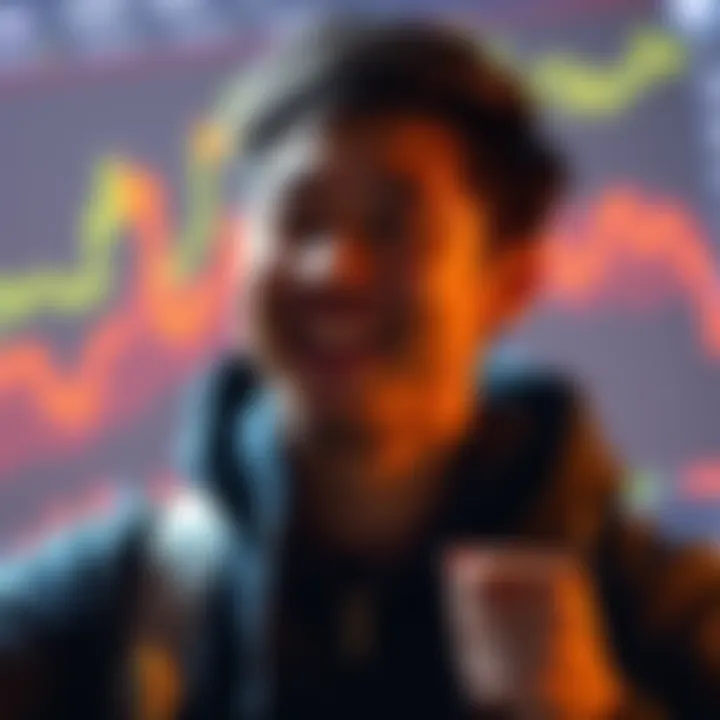 Garrett Jin Celebrating ETH Success Garrett Jin smiling with a graph showing rising Ethereum profits in the background