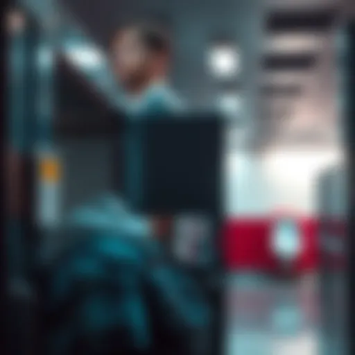 A young man looking apprehensive while entering a public restroom, reflecting the challenges faced by gay individuals in such spaces.