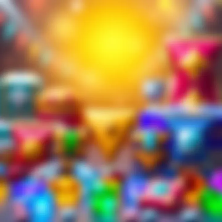 Various colorful packs of gems lined up with a bright background, highlighting the best choices for strategic rewards in gaming.