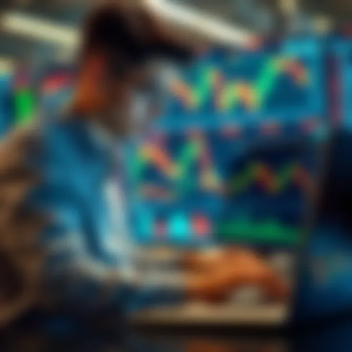 Gen Z trader analyzing stock charts A young trader focused on stock charts and data on a laptop, reflecting the trend of short-term trading strategies.