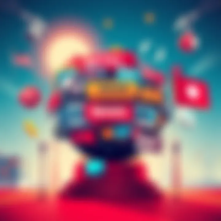 An illustration showing diverse news headlines and icons representing recent global developments in various fields.