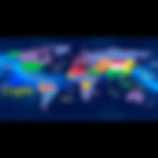 A world map showing the word 'crypto' in different languages including Chinese and Arabic.